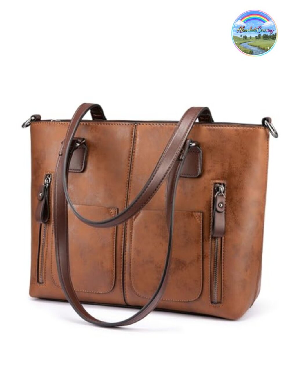 Retro Large Faux Leather Hobo Shoulder Tote Bag Multi-Pocket Work Handbag